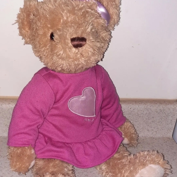 FAO Schwarz Toys R Us Teddy Bear Plush Stuffed Animal in Pink Heart Dress 2012 - Picture 3 of 5